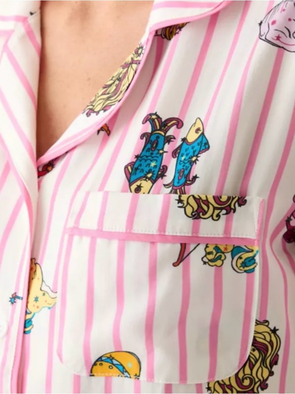 Katie Kime Pink & White Striped Character Pajama Set
